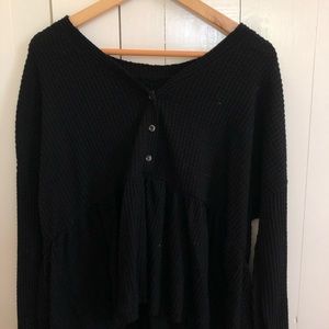 Urban Outfitters Black Half Button-Up Sweater